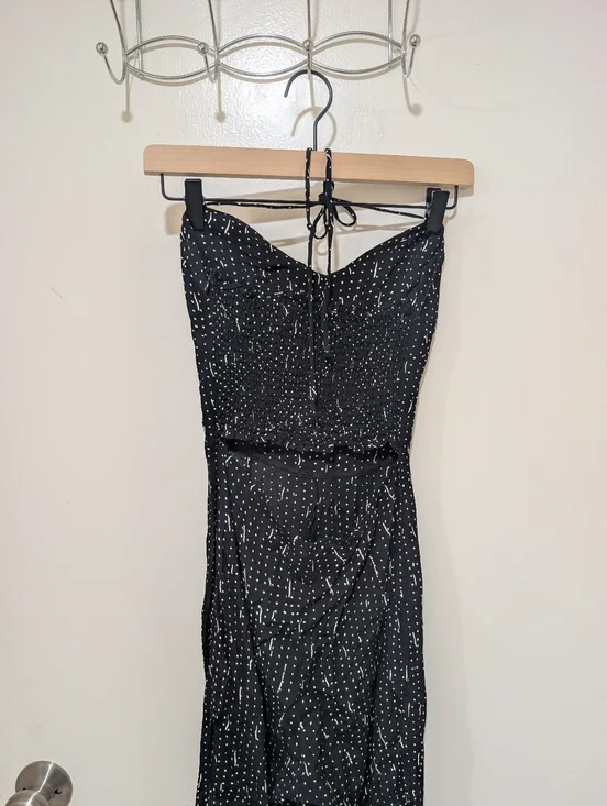 Reformation Black and White Viscose Halter Jumpsuit - Picture 6 of 11